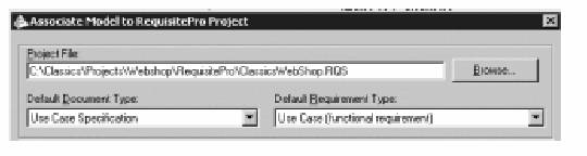 图5 Rational RequisitePro 项目和用例信息选择