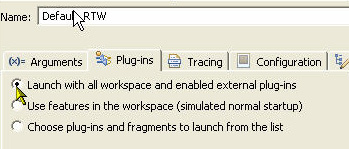 Default run-time workbench plug-ins settings