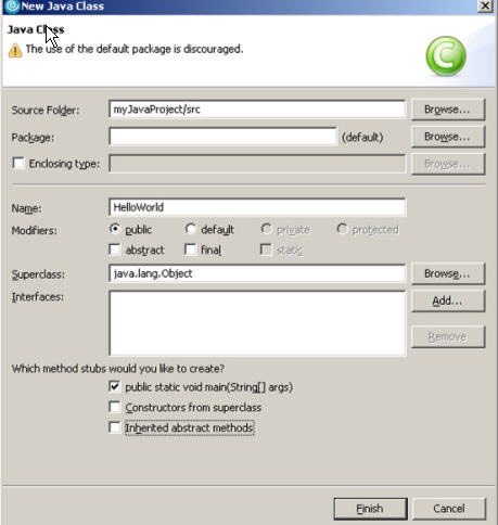 为新的Java类设置选项