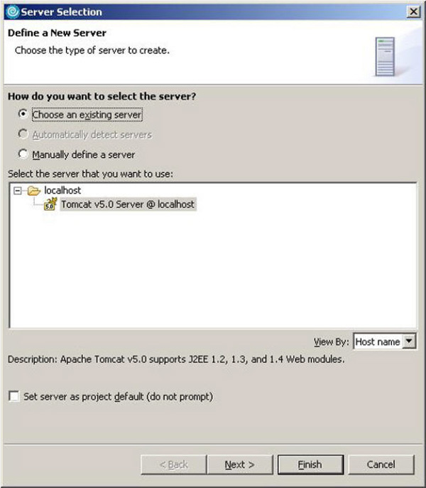 Specify a server for your Web project