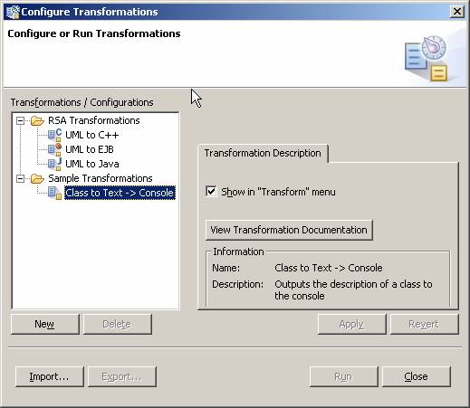 图4 Model-to-Text转换已经注册到模型转换框架中