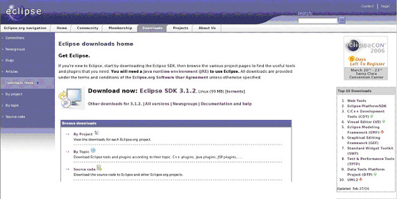 Eclipse SDK 包的下载页面