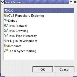 选择 C/C++ 透视图