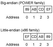 Big-endian 和 little-endian 处理器存放 16 机制的数值