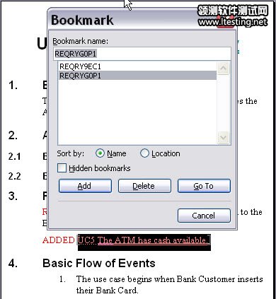 Bookmark 窗口，选择的 REQRYGOP1