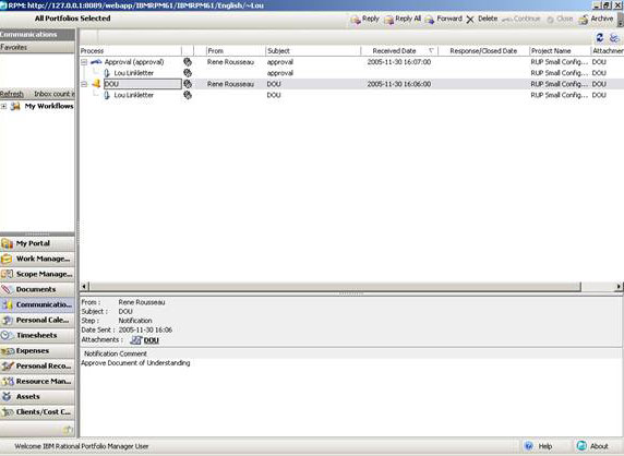 view showing project communications