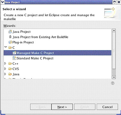 ѡ�� Managed Make C Project