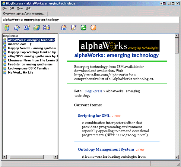 �� BlogExpress �в鿴 alphaWorks