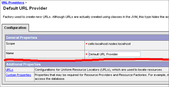 ͼ 2��Application Server ����ҳ����ʾ Default URL Provider ����