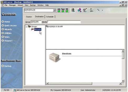 Running backup in ARCserve 2000 for Win NT & 2000��ͼ�壩