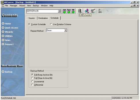 Running backup in ARCserve 2000 for Win NT & 2000��ͼ����