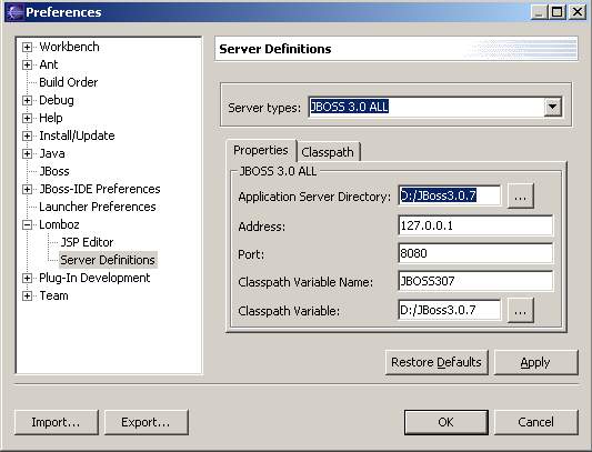 使用Eclipse开发J2EE应用,集成Eclipse, Lomboz和JBoss(图四)