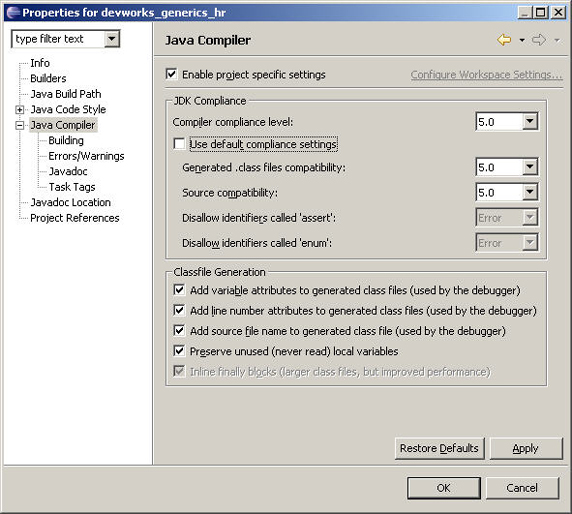 Eclipse 3.1中的Java泛型支持