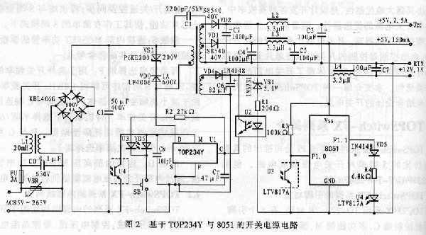 基于top234y和8051的多路开关电源设计