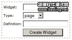 创建小部件的 Web 表单