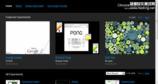 The Chrome Experiments website.