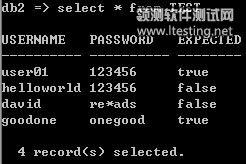 图 5. 数据表中的测试数据