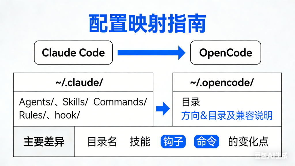 OpenCode配置迁移对照表